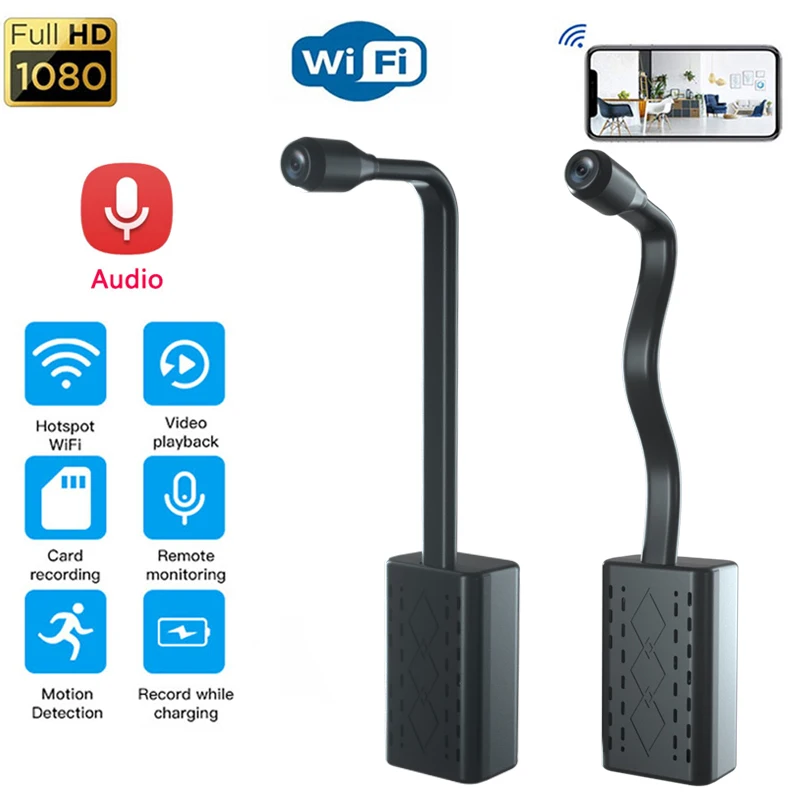 Беспроводная мини-камера Wi-Fi HD 1080P Циклическая запись с ИК-датчиком движения 
Беспроводная мини-камера Wi-Fi HD 1080P Циклическая запись с ИК-датчиком движения