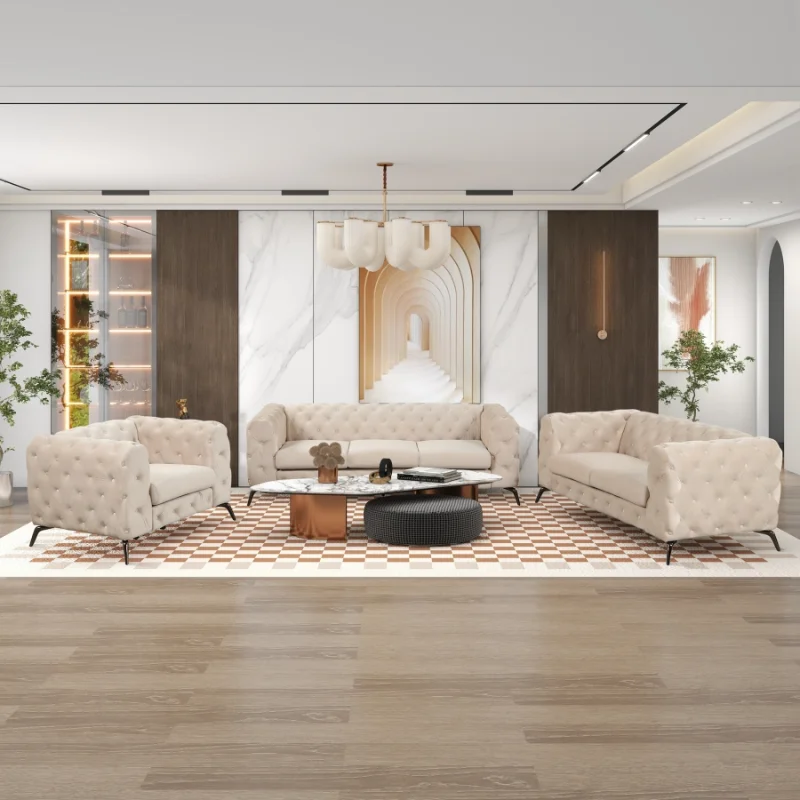 Sturdy Metal Legs 3-Piece Sofa Sets Velvet Sofa Upholstered Couches Inflatable Sillones Individual Living Room Furniture Set
Sturdy Metal Legs 3-Piece Sofa Sets Velvet Sofa Upholstered Couches Inflatable Sillones Individual Living Room Furniture Set