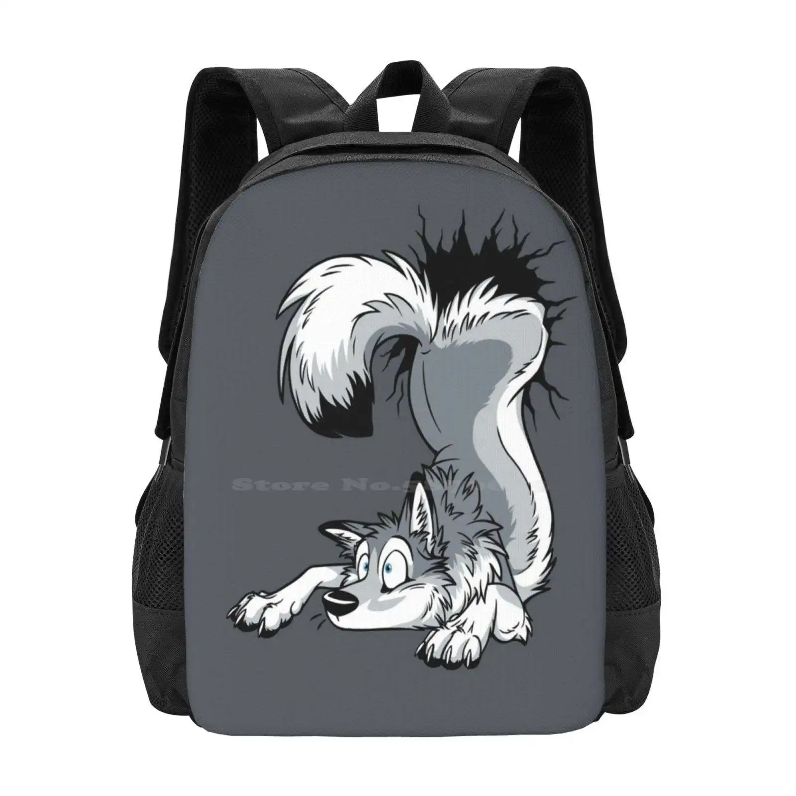 

Un-Stuck Grey Husky Pattern Design Laptop Travel School Bags Pet Unstuck Wall Furry Animal Surprise Tanidareal Husky Dog Wolf