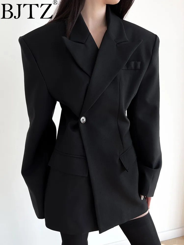 BJTZ High End Black Silhouette Waistband Suit Jacket Hourglass Shaped Suit Shoulder Pad Top For Women 2024 Spring Autumn New
BJTZ High End Black Silhouette Waistband Suit Jacket Hourglass Shaped Suit Shoulder Pad Top For Women 2024 Spring Autumn New