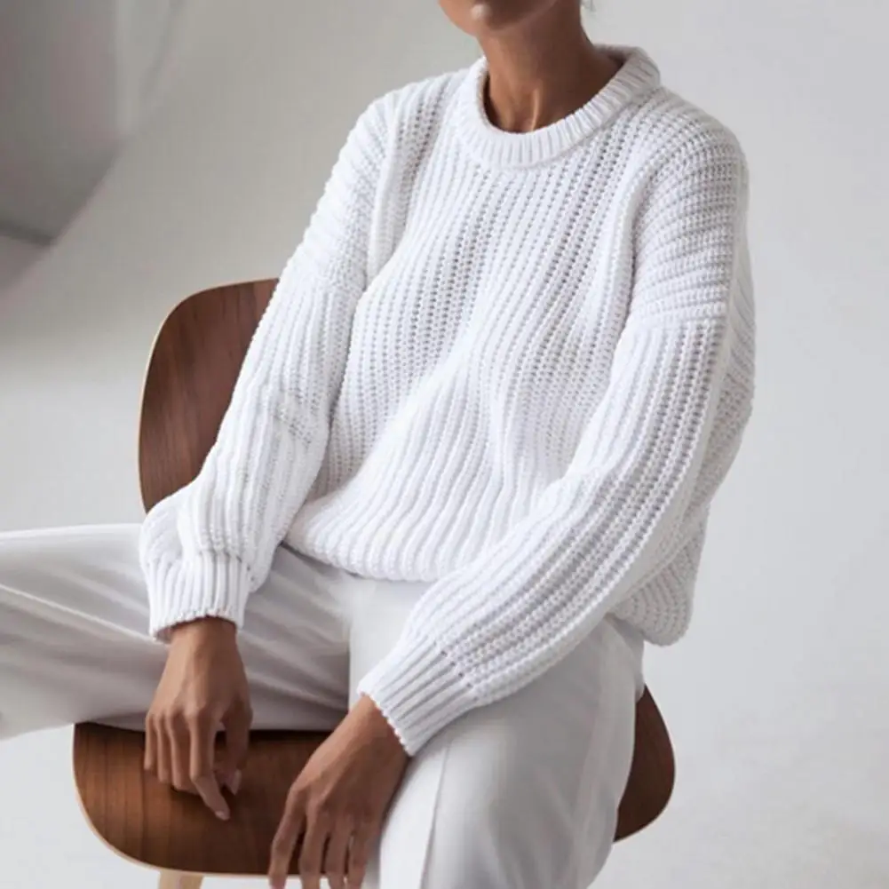 Women Fall Winter Sweater Round Neck Long Sleeve Loose Solid Thick Knitted Casual Soft Anti-shrink Anti-pilling Lady Sweater 
Women Fall Winter Sweater Round Neck Long Sleeve Loose Solid Thick Knitted Casual Soft Anti-shrink Anti-pilling Lady Sweater