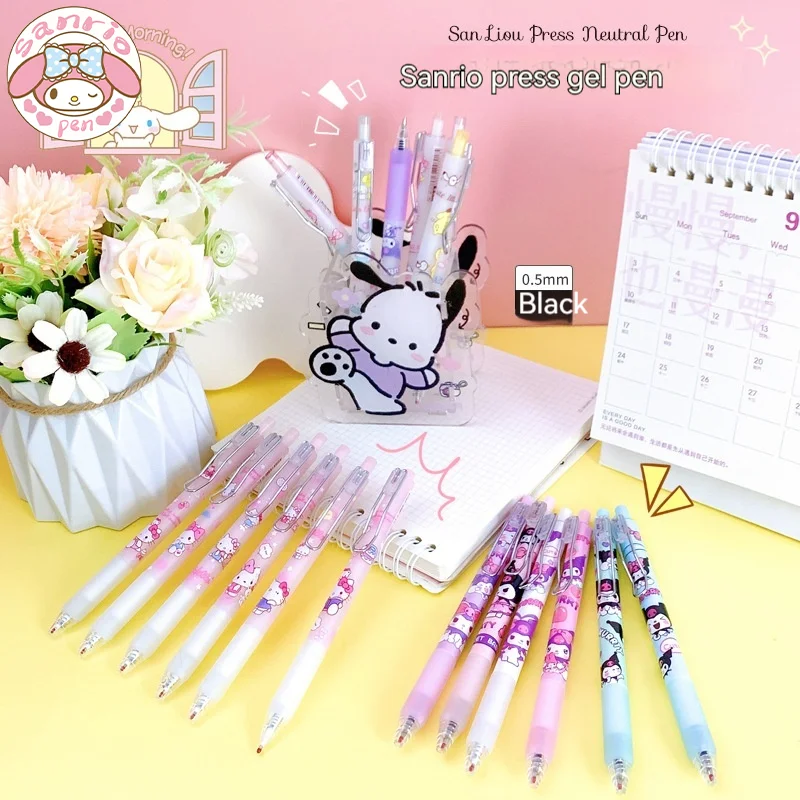 

Sanrio гелевые ручки 24 шт. мультяшная серия Kuromi Hello Kitty офисная пресс-ручка 0,5 мм Студенческая ручка Закладка канцелярские принадлежности оптовая продажа Подарки