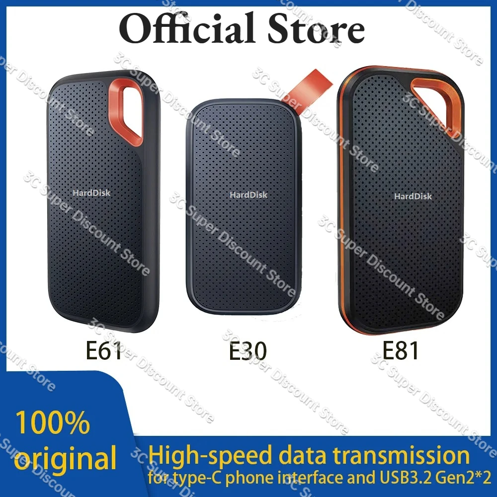 Original E61 Extreme Portable PSSD Up to 1050MB/s 1TB 2TB 4TB 8TB 64TB USB-C USB 3.2 Gen 2 IP65 Water External Solid State Drive
Original E61 Extreme Portable PSSD Up to 1050MB/s 1TB 2TB 4TB 8TB 64TB USB-C USB 3.2 Gen 2 IP65 Water External Solid State Drive