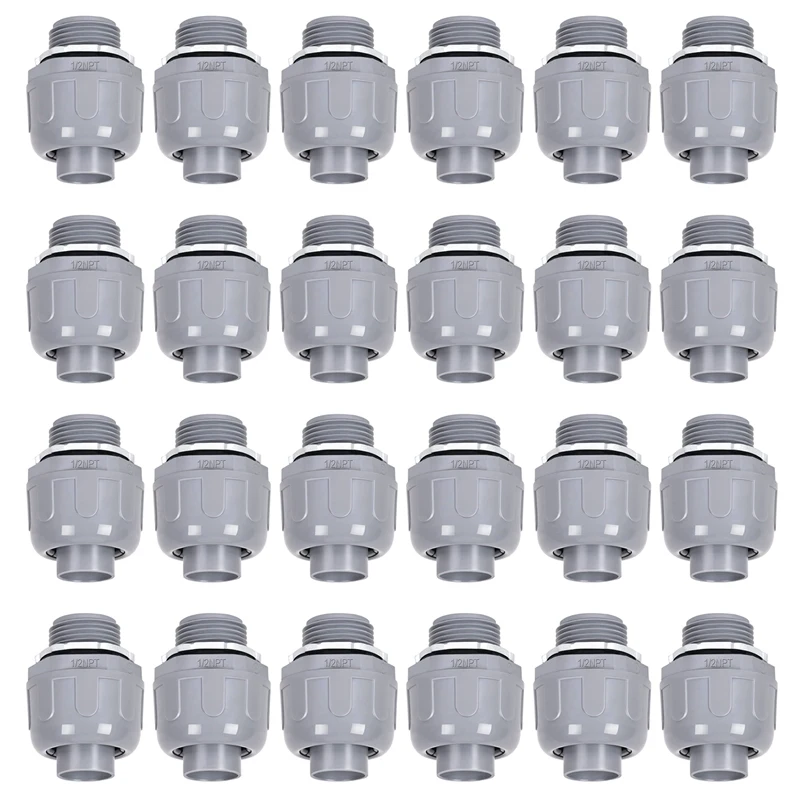 

24 Pcs Liquid Tight Connector 1/2 In Non-Metallic Electrical Conduit Fittings PVC Conduit Fitting Straight