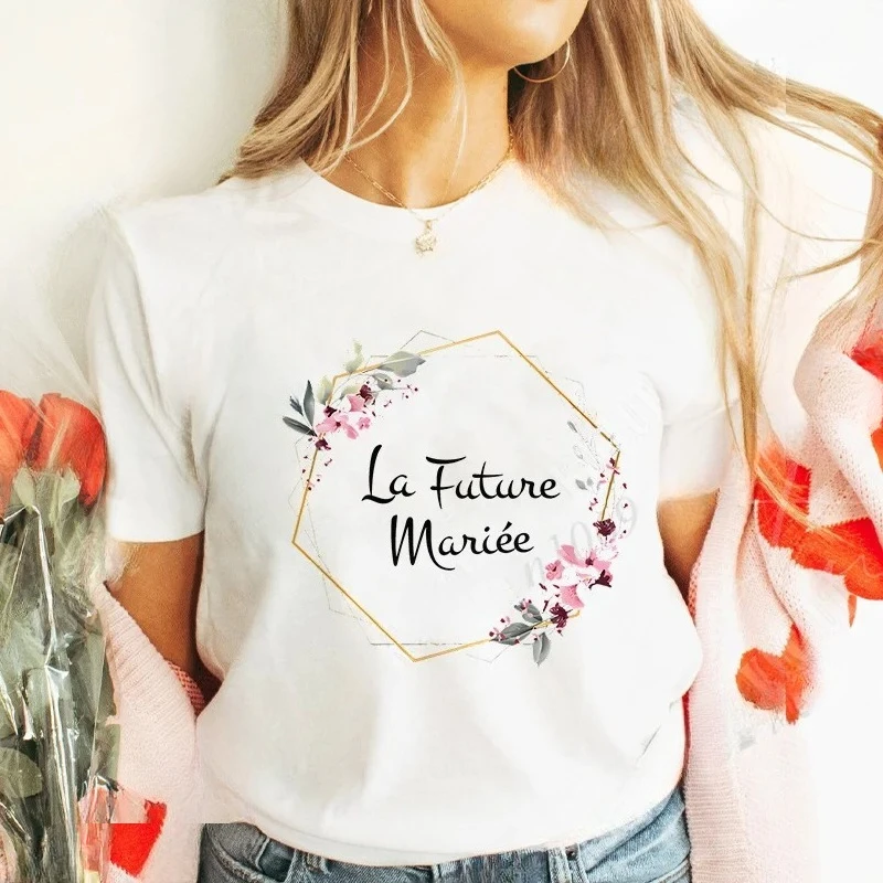 تي شيرت حفلة توديع العزوبية للفتيات الفرنسيات، قميص العروس المستقبلية، ملابس الزفاف، قميص فريق العروس مع تاج زهور، قمصان وصيفات الشرف تي شيرت حفلة توديع العزوبية للفتيات الفرنسيات، قميص العروس المستقبلية، ملابس الزفاف، قميص فريق العروس مع تاج زهور، قمصان وصيفات الشرف
