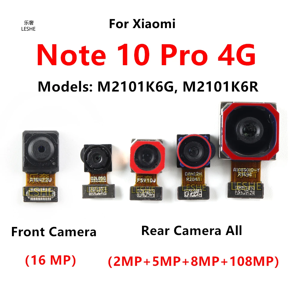 

Front Rear Main Camera For Xiaomi Redmi Note 10 Pro 4G Front Selfie Facing Back Main Macro Depth Camera Flex Cable Parts