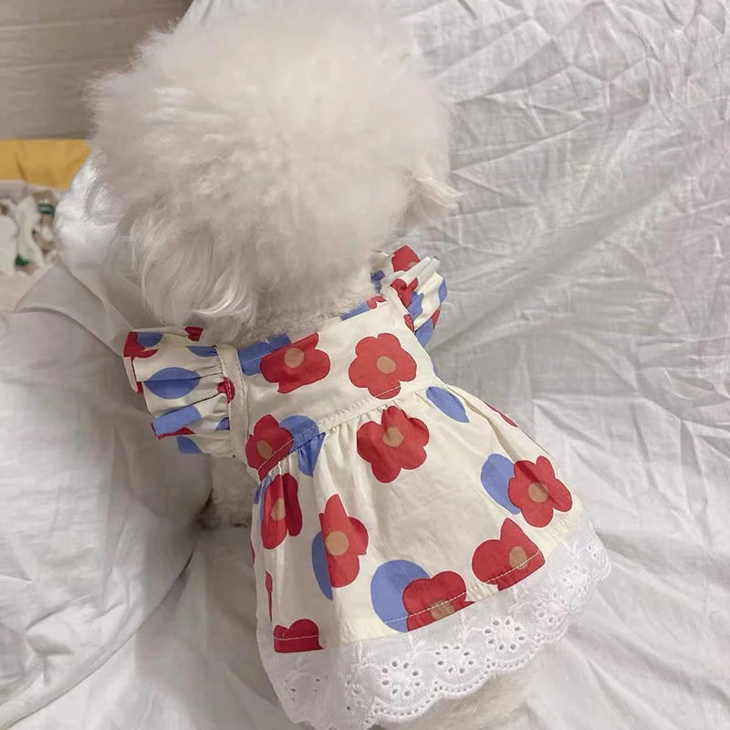 Dog Cotton Dress - Dog Princess Style Floral Skirt Dog Cotton Dress - Dog Princess Style Floral Skirt