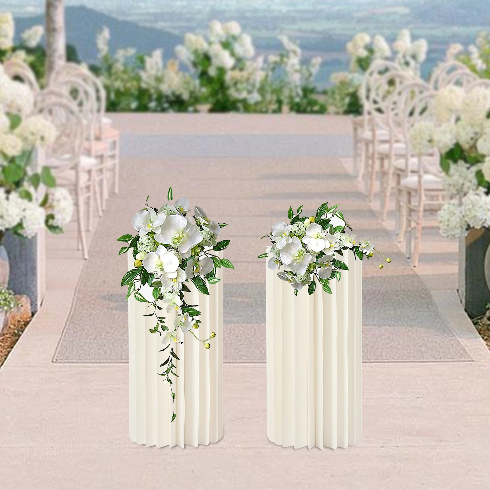 

2 Pcs Wedding Centerpieces Cardboard Vases Flowers Floor Vase Column Stand for Party Tables Decorations 23.6in Tall