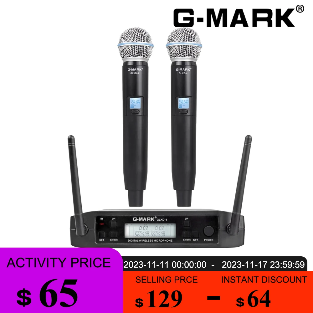 Professional Microphone Wireless G-MARK GLXD4 UHF Dynamic Mic Automatic Frequency For Party Stage Church Show Karaoke Meeting
Professional Microphone Wireless G-MARK GLXD4 UHF Dynamic Mic Automatic Frequency For Party Stage Church Show Karaoke Meeting