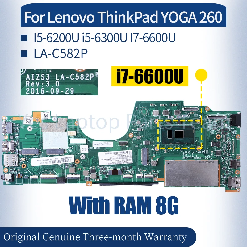 LA-C582P For Lenovo ThinkPad YOGA 260 Laptop Mainboard 01LV849 01LV847 01LV861 I5-6200U i5-6300U I7-6600U Notebook Motherboard
LA-C582P For Lenovo ThinkPad YOGA 260 Laptop Mainboard 01LV849 01LV847 01LV861 I5-6200U i5-6300U I7-6600U Notebook Motherboard