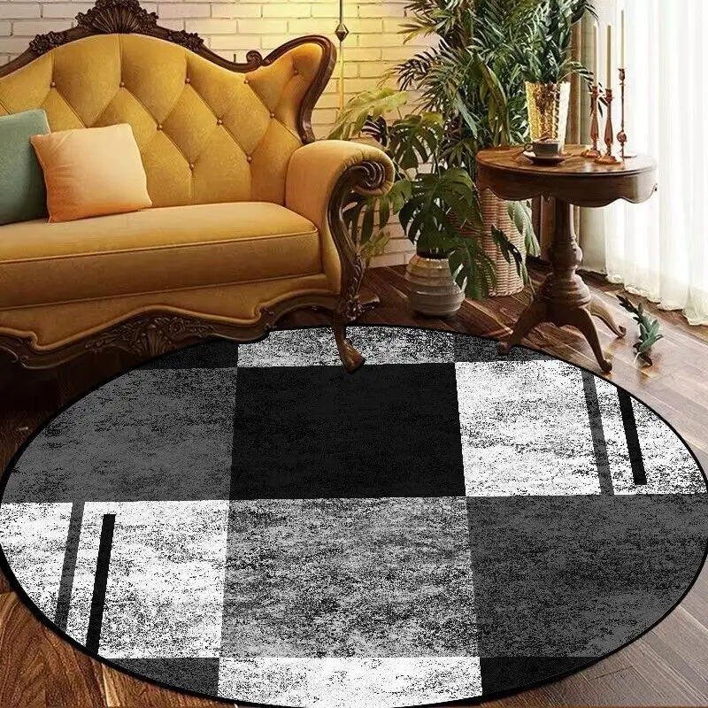 

Nordic Grey Chair Mat Home Decoration Bedroom Carpet Large Area Customizable Living Room Round Carpet Entrance Non-slip Soft Rug