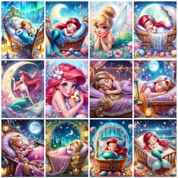 성인용 디즈니 유화 인어 공주 페인트 키트, 라푼젤 색칠 그림 만화, 새로운 손으로 그린 DIY 선물 상품 이미지