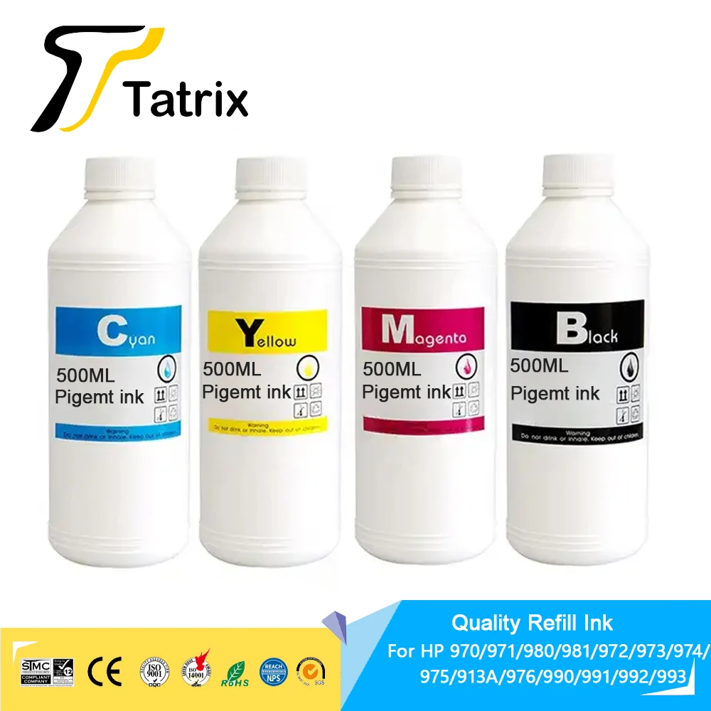 

Tatrix 500ML Universal Pigment Ink Refill Ink For HP 970 971 980 981 982 913 972 973 974 975 976 990 991 992 993 ink cartridge