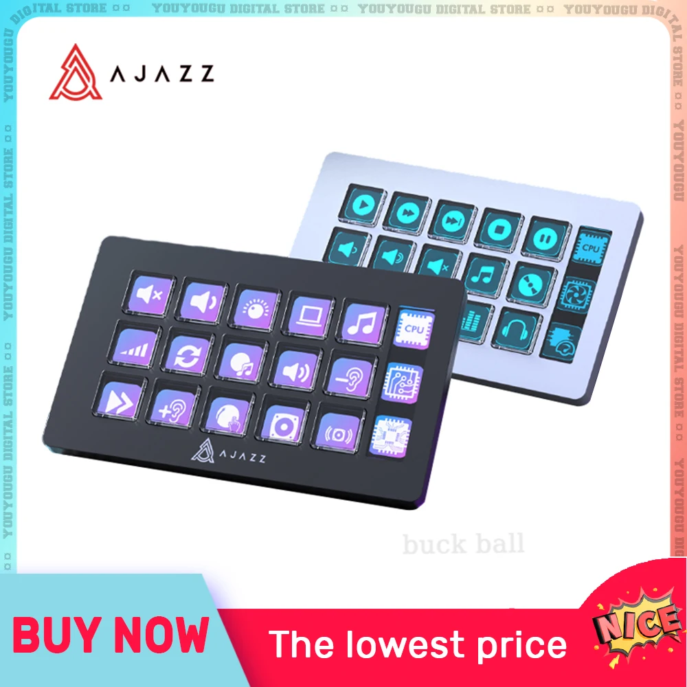 

Ajazz Akp153 Desktop Smart Console Panel Mini Keyboards Desktop Assistant Custom Programming Control Intelligent Display MAC WIN