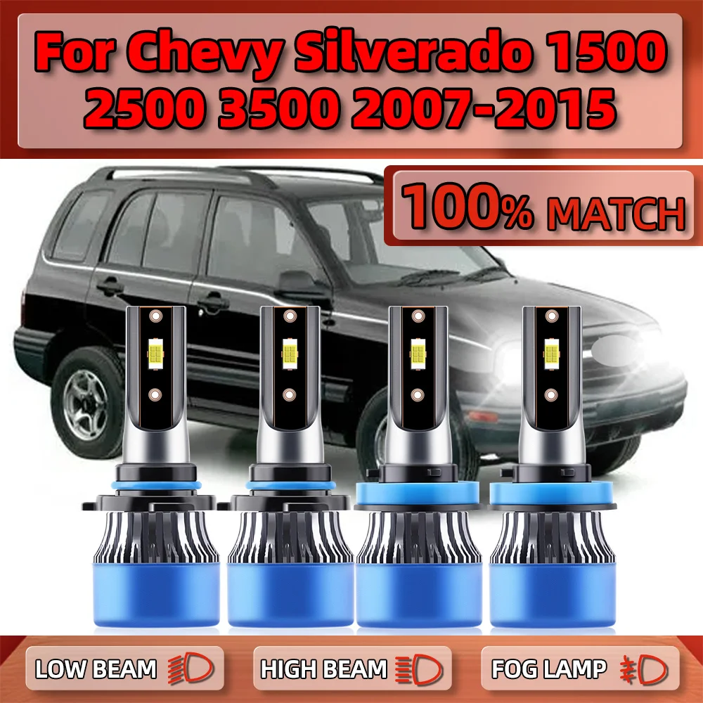 

LED Headlights Bulbs 40000LM CSP Chip Auto Lamps 6000K Plug&Play 12V For Chevy Silverado 1500 2500 3500 2007-2012 2013 2014 2015