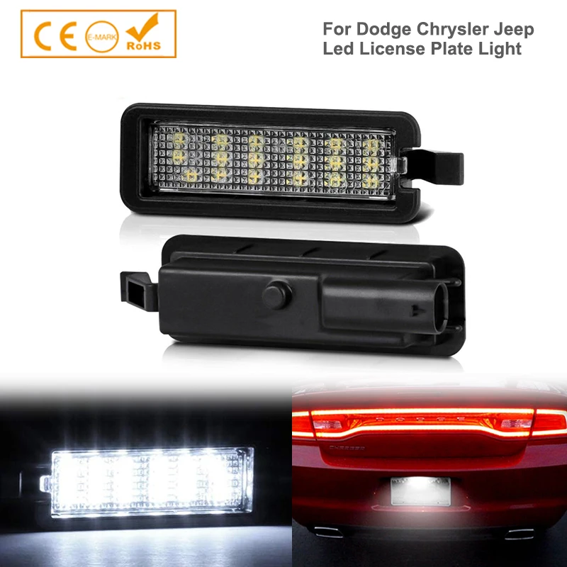 

18-SMD Xenon White LED License Plate Lamp Lights For Dodge Charger Challenger RAM 1500 Chrysler 300 Pacifica Jeep Compass