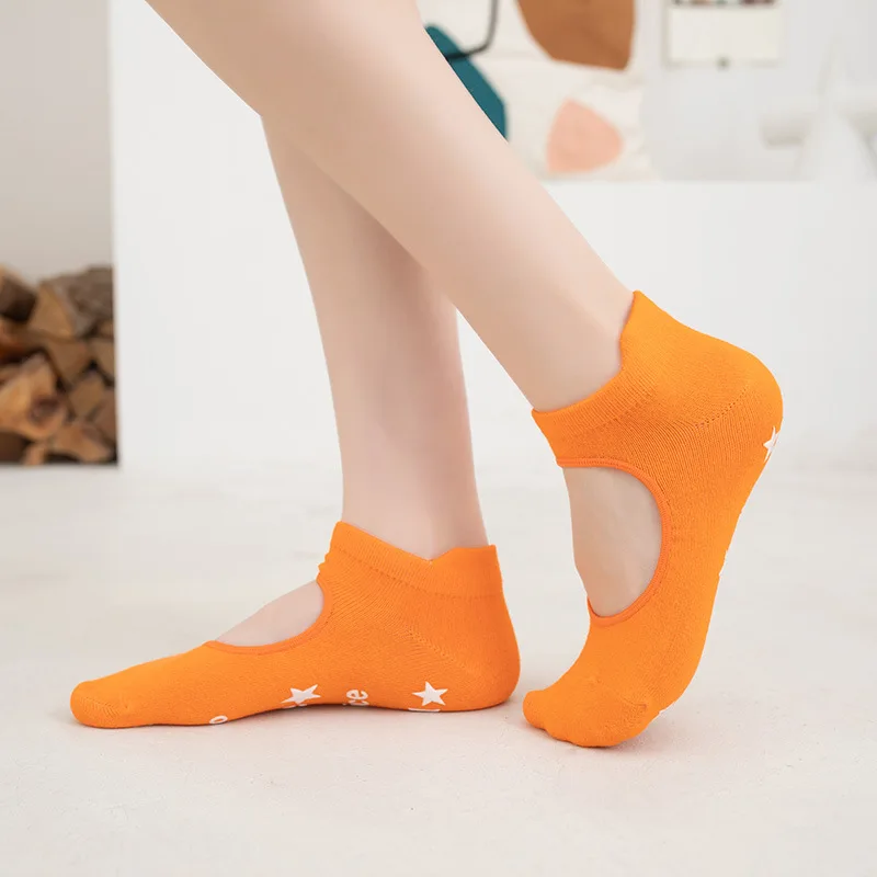 

Women Yoga Star Socks Silicone Non Slip Pilates Sock Breathable Fitness Ballet Dance Cotton Sports Elasticity Socks Red Socks