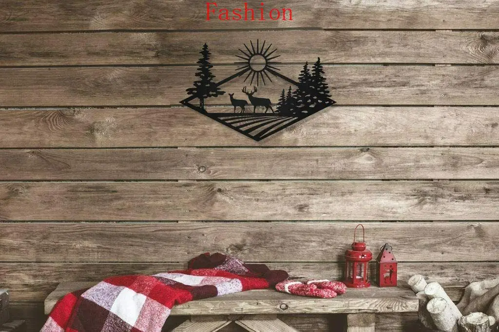 

Morning Rise Deer Hunting Steel Metal Wall Art Sign For Home Cabin Decoration Home Living Room Decor Vintage Metal Plate Art wa