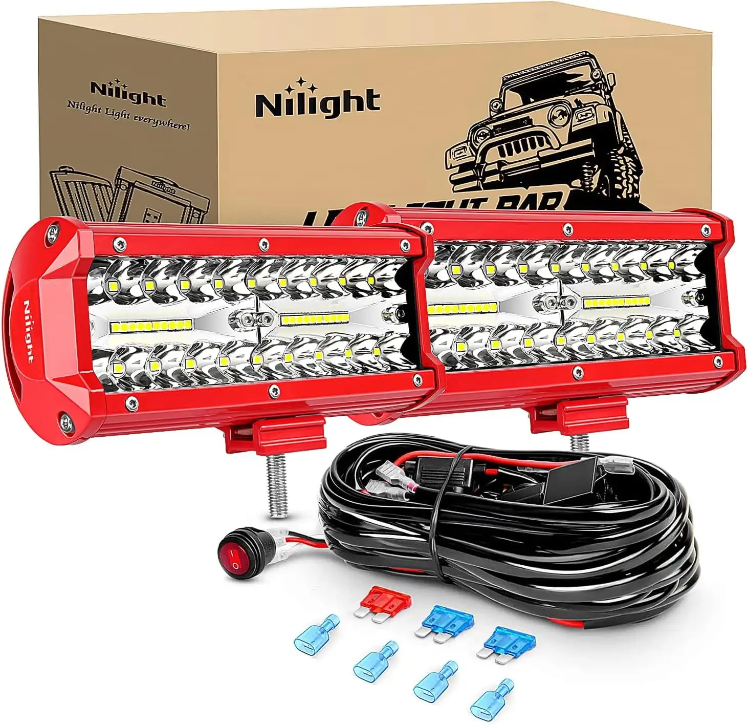 Nilight LED Light Bar 2PCS 6.5Inch Triple Row Spot Flood Combo Lights w/Wiring Kit for Fog Light Driving Light Work Light
Nilight LED Light Bar 2PCS 6.5Inch Triple Row Spot Flood Combo Lights w/Wiring Kit for Fog Light Driving Light Work Light