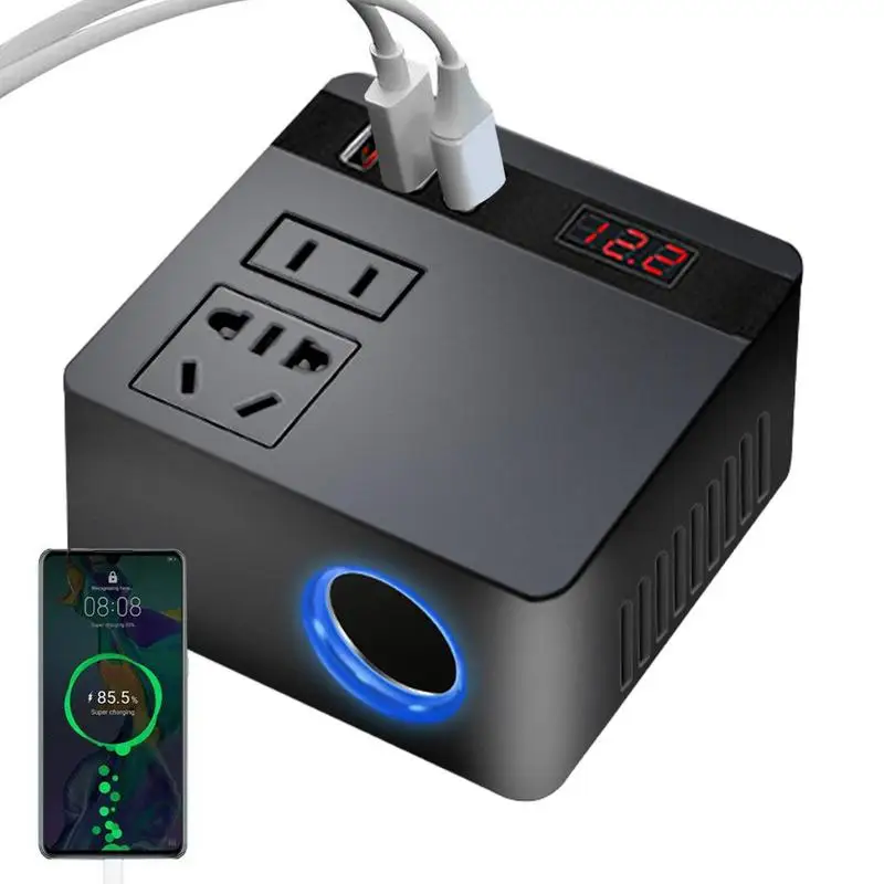 Автомобильный инвертор с зарядным устройством 150 Вт, с 2 USB-портами, автомобильный инвертор для грузовика, умный цифровой дисплей, универсальный преобразователь 12 в 24 В до 220 В 
Автомобильный инвертор с зарядным устройством 150 Вт, с 2 USB-портами, автомобильный инвертор для грузовика, умный цифровой дисплей, универсальный преобразователь 12 в 24 В до 220 В