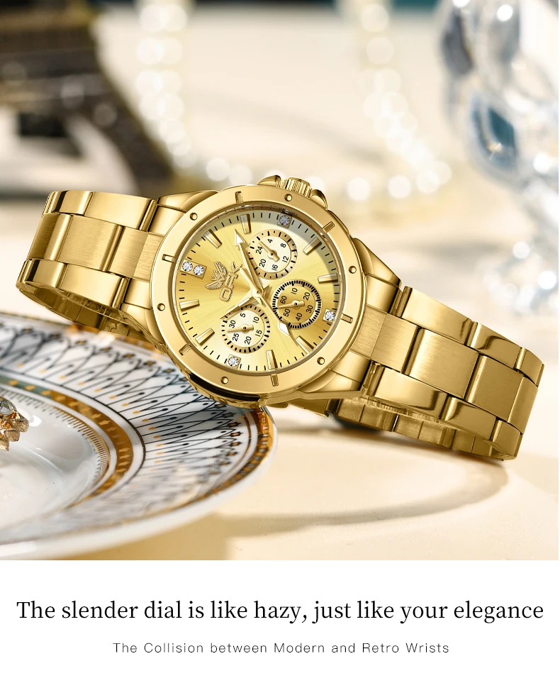 OPK Quartz Watch for Women Multi functional Dial Stainless steel Strap Ladies Hand Clock OPK Quartz Watch for Women Multi functional Dial Stainless steel Strap Ladies Hand Clock