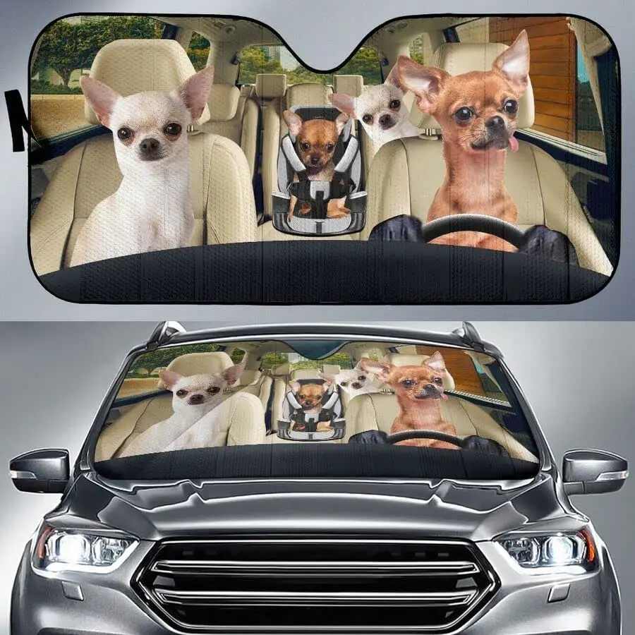Funny Chihuahua Family Driving Dad Mom and Child Dog Lover Car Sunshade, Chihuahua Car Window Sun Cover for Dog Mom Gift, Car Wi
Funny Chihuahua Family Driving Dad Mom and Child Dog Lover Car Sunshade, Chihuahua Car Window Sun Cover for Dog Mom Gift, Car Wi