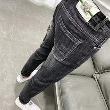 

Brand Denim Jeans Men's 2022 New Slim Feet Brand Autumn Trend Korean Kpop Clothes Joker Stretch Pants Men Skinny Jeans