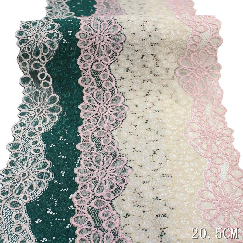 

50Yards Pink Elastic Stretch Lace Trims Skirt Hem For Clothing Accessories Lingerie Dress Sewing Lace Fabric