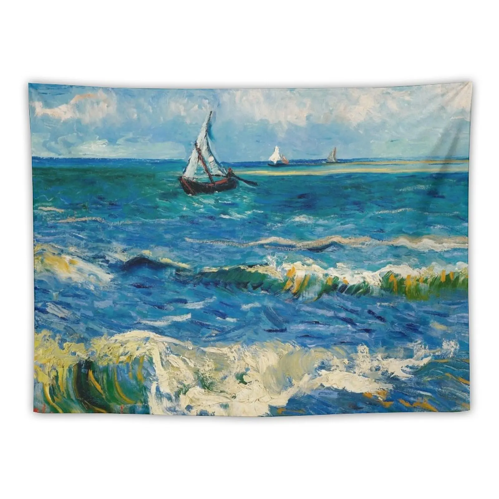 

Seascape near Les Saintes-Maries-de-la-Mer by Vincent van Gogh Tapestry Outdoor Decoration Bedroom Deco