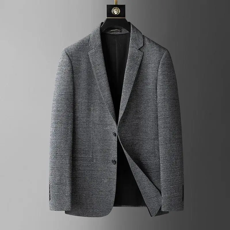 

High Quality Fashion Men's Flocking Fabric High Texture Single West Smart Casual Spring and Autumn Blazers Single Breasted