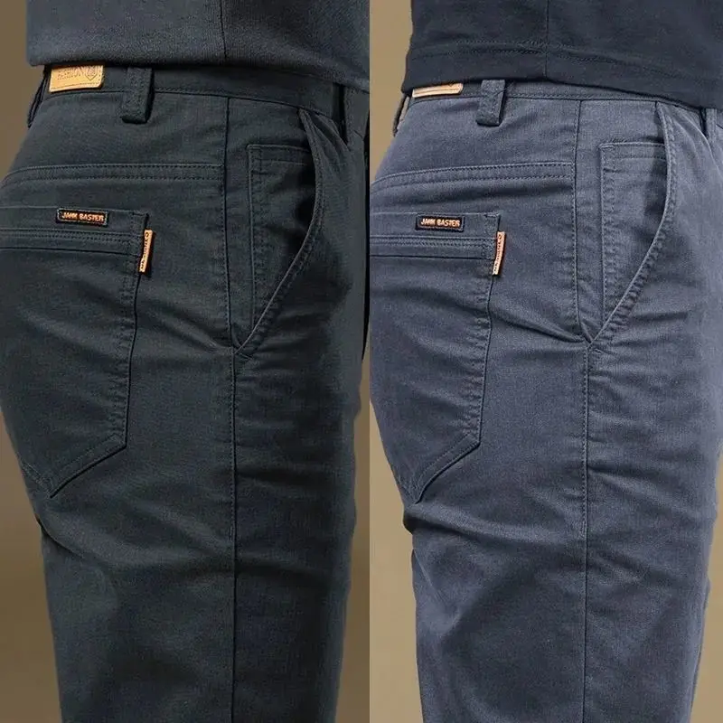 2025 Summer Thin Cotton Men's Casual Pants Trendy Versatile Elastic Light Business Trousers Work Formal Slim Straight Pants 28 S524172cacdab4a2fa8e5aed89013b988Y