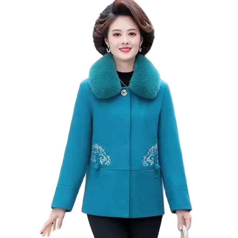 Mother Autumn And Winter Fashion Embroidered Woolen Coat Middle-aged Women's Short Winter Clothes With Fur Collar Warm Coat Tide
Mother Autumn And Winter Fashion Embroidered Woolen Coat Middle-aged Women's Short Winter Clothes With Fur Collar Warm Coat Tide