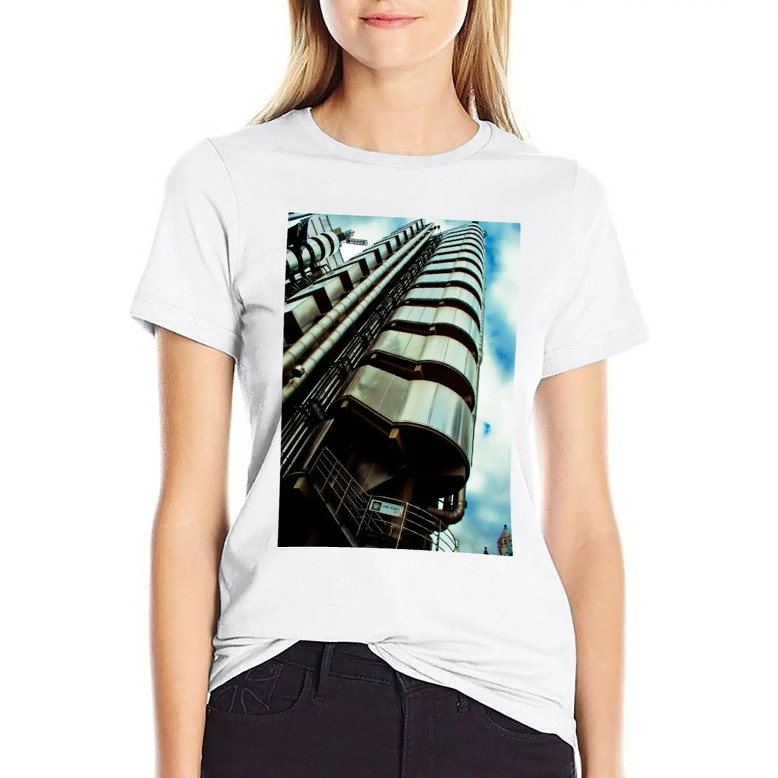 

Lloyds of London Building England UK T-shirt Aesthetic clothing animal print shirt for girls summer clothes for Women