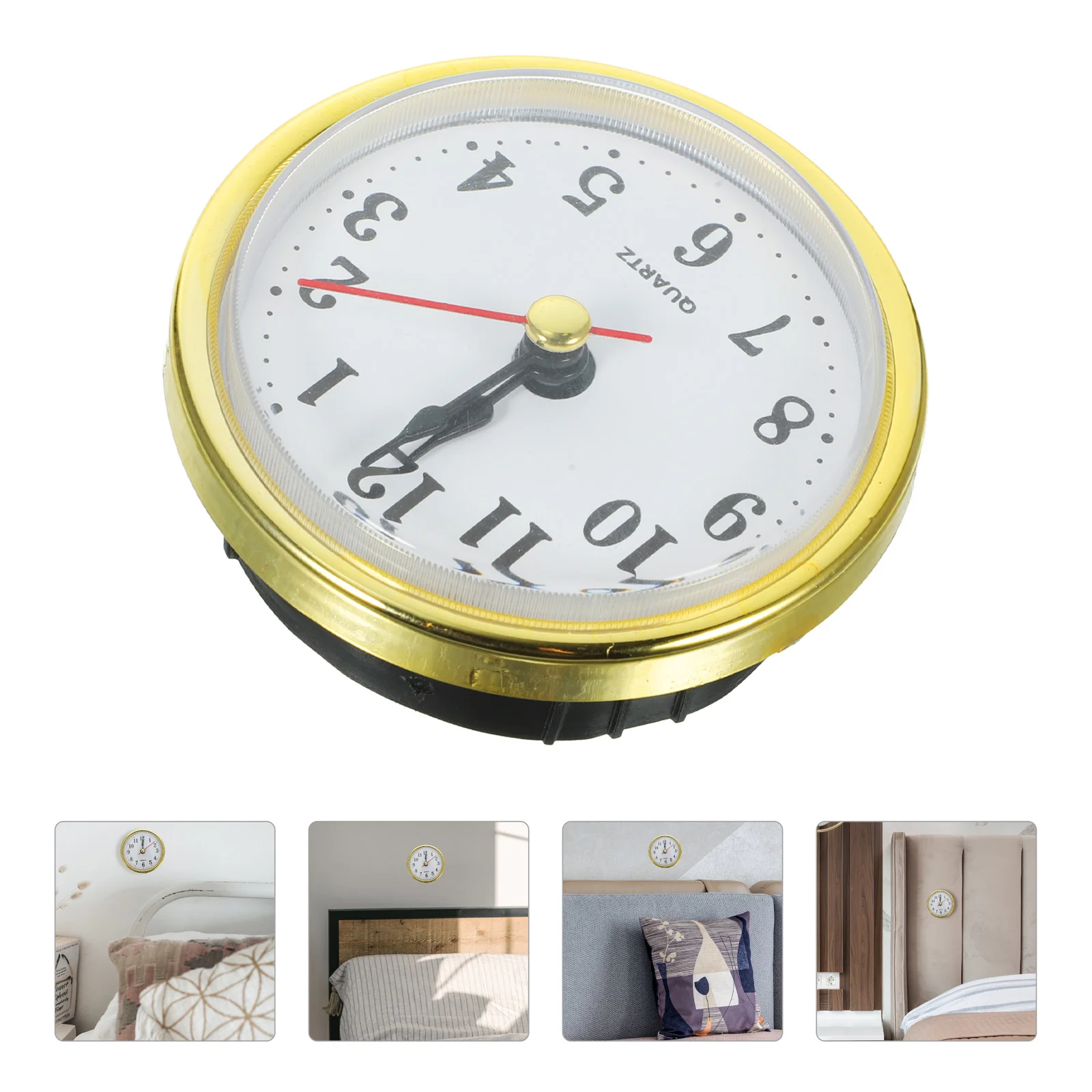 

Mini Clock Insert Round Quartz Clock Miniature Quartz Movement Clock Mini Gold Clock Arabic Numerals White Face Diy