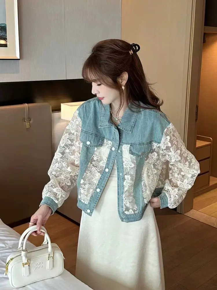 Denim Patchwork Jacket for Women, Heavy Industry Embroidery, Hollow Lace Design, Loose and Versatile Jacket, Autumn Coat, 2024
Denim Patchwork Jacket for Women, Heavy Industry Embroidery, Hollow Lace Design, Loose and Versatile Jacket, Autumn Coat, 2024