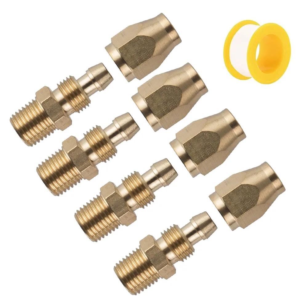 

4set 1/4Inch Air Hose Repair Kit Brass Gold Connector Reusable Hose Splicer 2.36 X 1.97 X 0.79 Inches For PVC PE Plastic Hoses