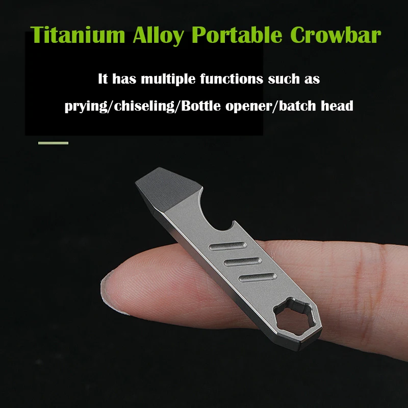 

TC4 Titanium Alloy Crowbar Bottle Opener Hexagon Wrench EDC Outdoor Survival Self Defense Tools Multifunction Camping Gear Gift