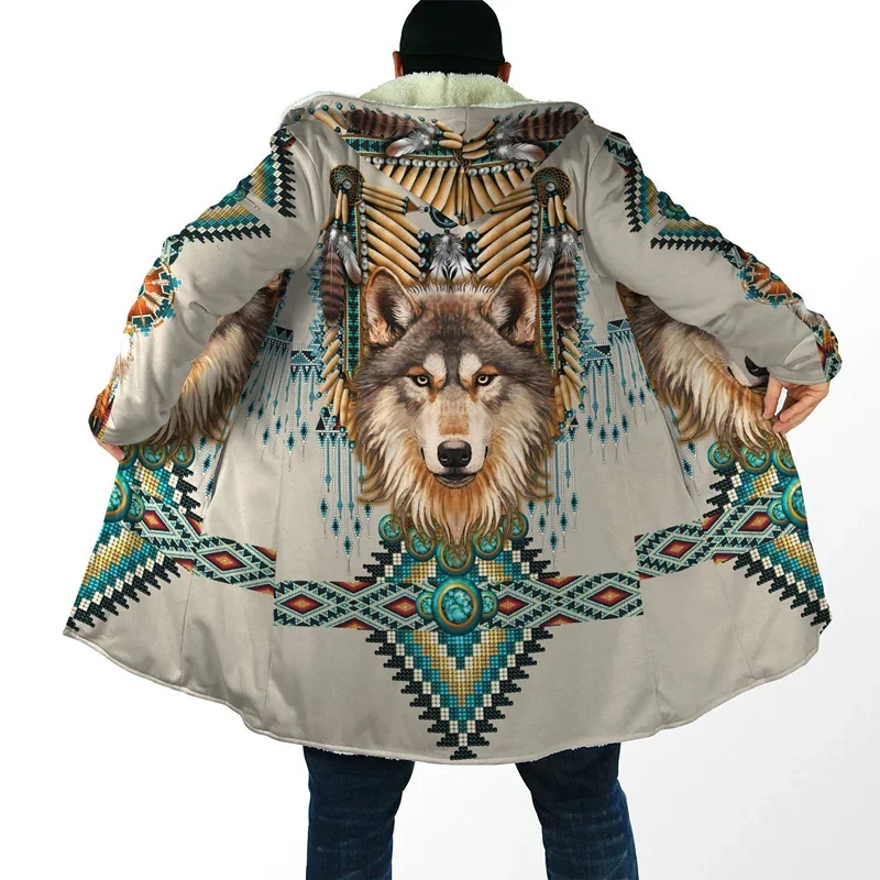 Winter Fashion Men's Hooded Cloak Indigenous Wolf 3D Print Thick Wool Hooded Coat Unisex Casual Thickened Warm Cloak Coat C003
Winter Fashion Men's Hooded Cloak Indigenous Wolf 3D Print Thick Wool Hooded Coat Unisex Casual Thickened Warm Cloak Coat C003