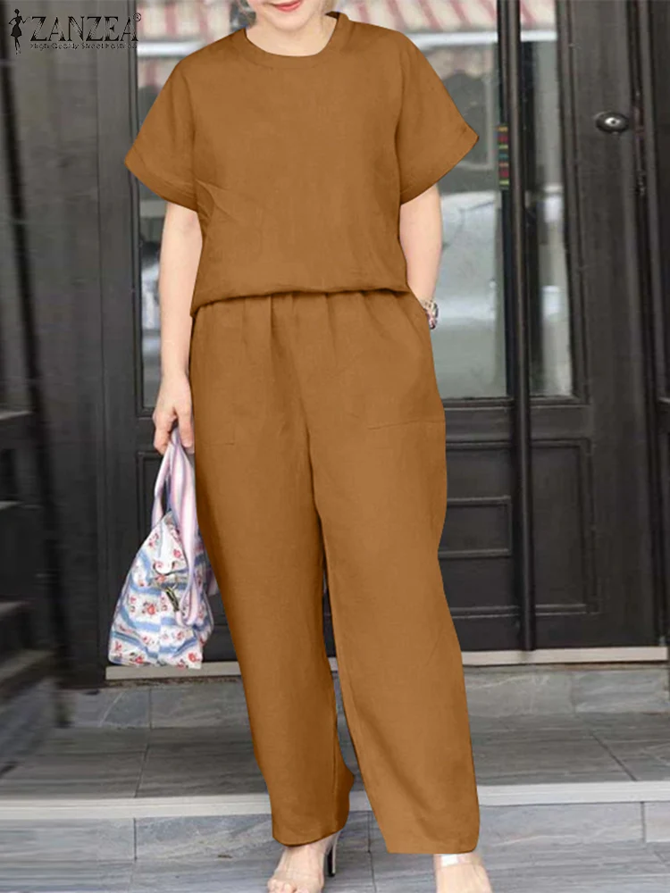 Блузка ZANZEA с коротким рукавом, однотонные городские спортивные костюмы, праздничные 2024 Летние повседневные брючные комплекты, женские костюмы из 2 предметов
Блузка ZANZEA с коротким рукавом, однотонные городские спортивные костюмы, праздничные 2024 Летние повседневные брючные комплекты, женские костюмы из 2 предметов