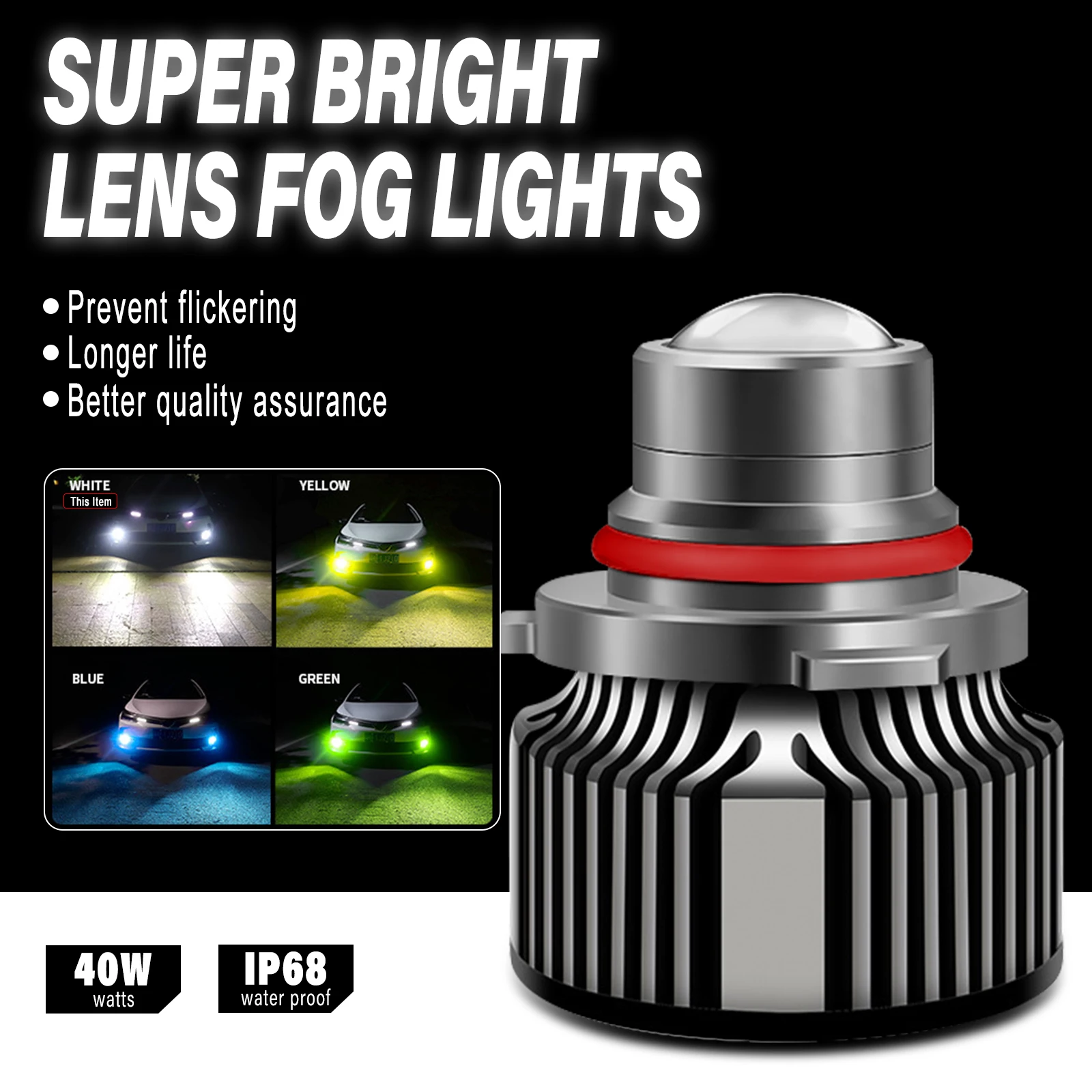 

40W 9005 HB3 Bi LED Fog Light Lens Projector 9006 HB4 H7 H8 H9 H11 3000K 6000K 8000K Green Lemon Car Lamp LED Headlight Bulbs