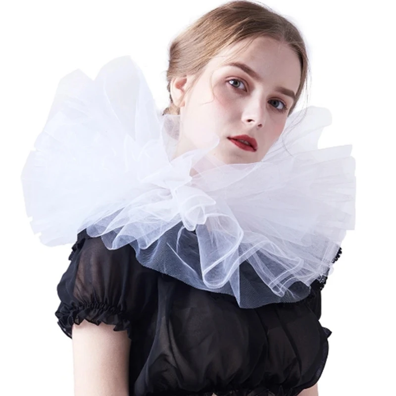 

Ladies Fake Collar Gothic Ruffled Adjustable Ruffle Collar Victorian False Collar for Shirt Dress Decor