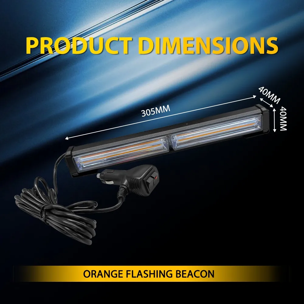 1Pcs 305mm Car LED Strobe Flashes Lamp Beacon Light Orange Amber 10 Strobe Modes For Tow Truck Tractor Road Vehicles 12-24V 1Pcs 305mm Car LED Strobe Flashes Lamp Beacon Light Orange Amber 10 Strobe Modes For Tow Truck Tractor Road Vehicles 12-24V