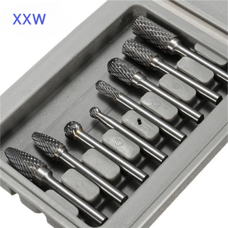 

XXW 8Pcs Set Double Cut Carbide Rotary Burrs Bit CNC Engraving 1/4" (6mm) Shank Tungsten Carbide Burr Bits Carbide Rotary Burrs