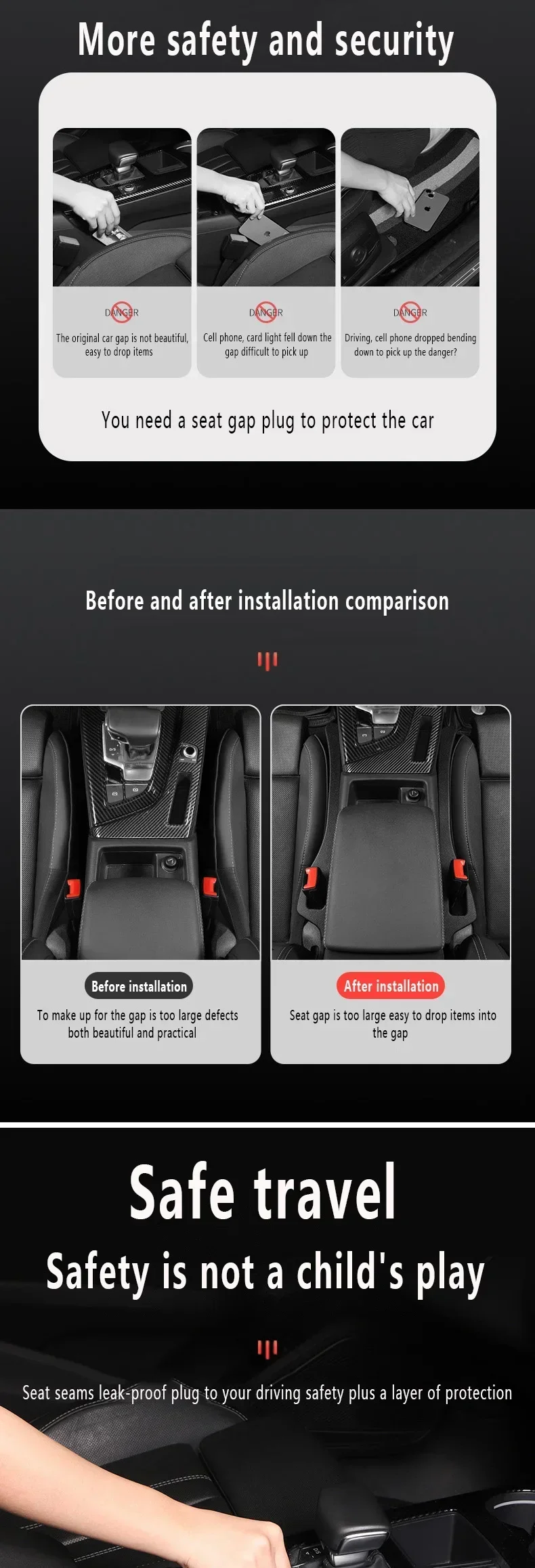 Car Seat Seam Plug Strip for Tesla Model 3 / S / X / Y / P100D