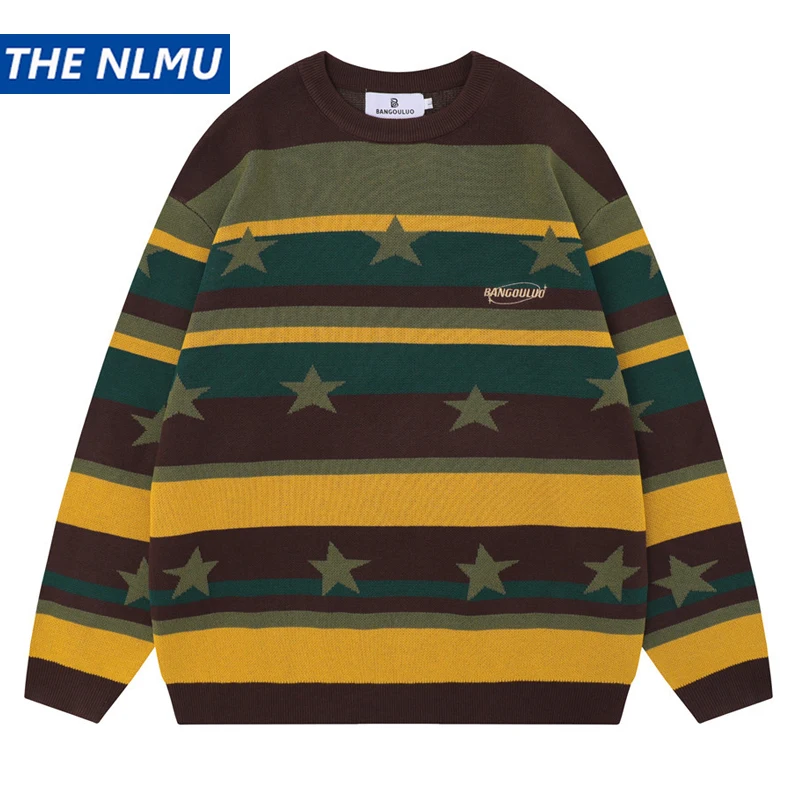 2023 Fashion Striped Sweater Pullover Couple Star Graphic Knitted Sweaters Hip Hop Streetwear Y2K Knitwear for Man Women
2023 Fashion Striped Sweater Pullover Couple Star Graphic Knitted Sweaters Hip Hop Streetwear Y2K Knitwear for Man Women