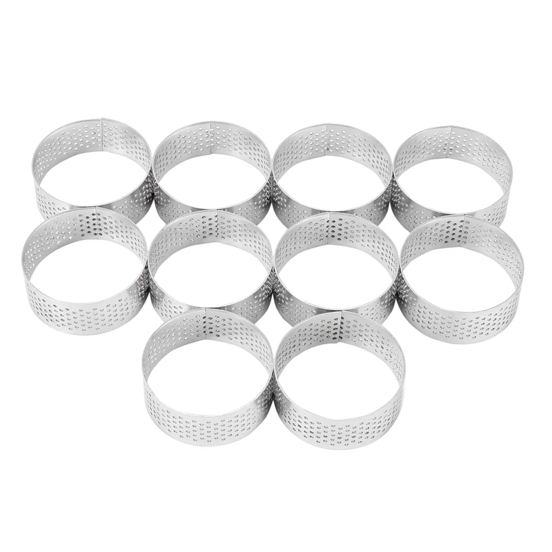 

60 Pack 5Cm Stainless Steel Tart Ring, Heat-Resistant Perforated Cake Mousse Ring, Round Ring Baking Doughnut Tools