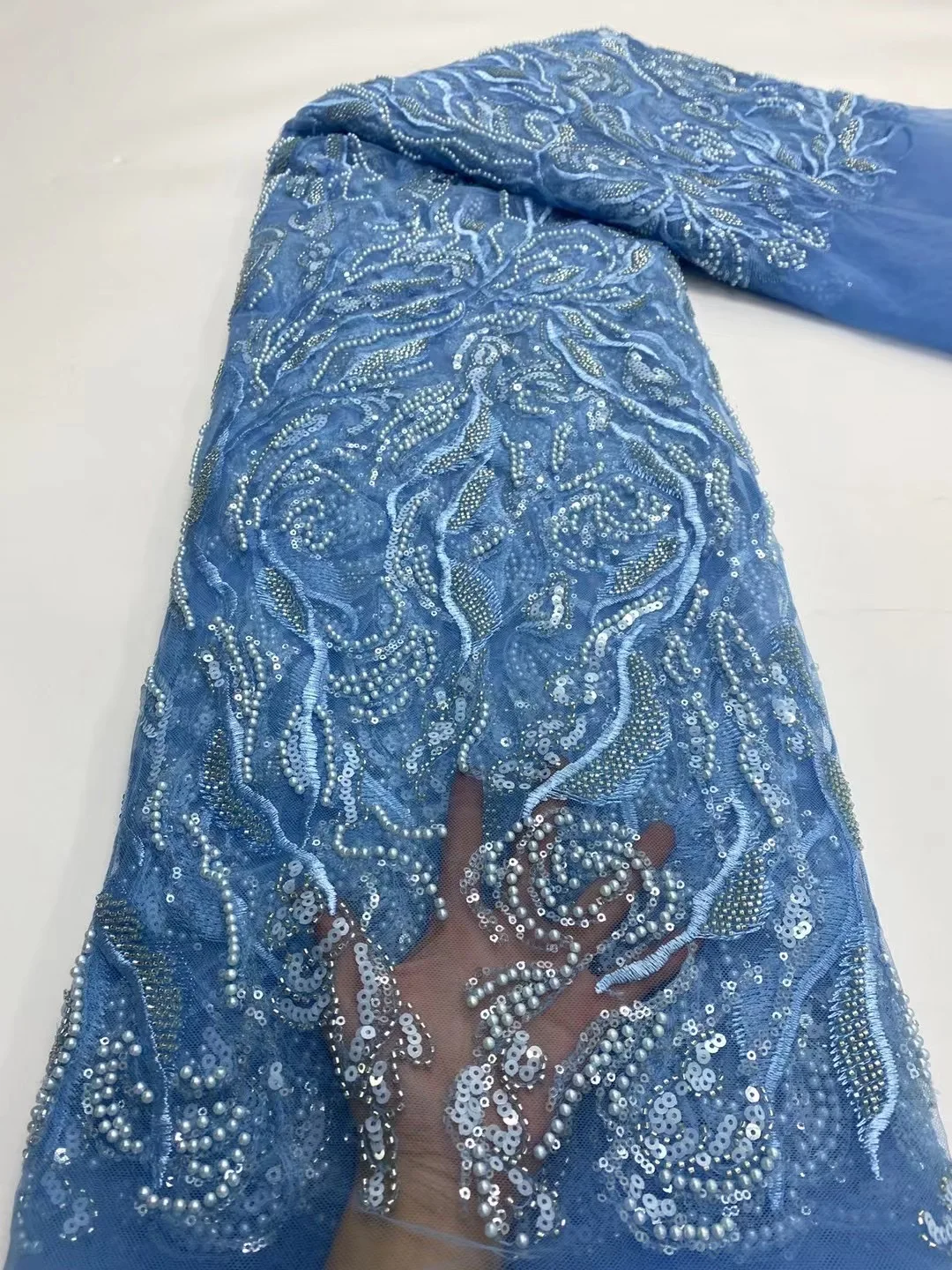 Latest Nigerian Handmade Sequins Pearl Tulle Fabric 2023 High Quality African Beaded Fabric For Elegant Wedding Party Dress Sew
Latest Nigerian Handmade Sequins Pearl Tulle Fabric 2023 High Quality African Beaded Fabric For Elegant Wedding Party Dress Sew