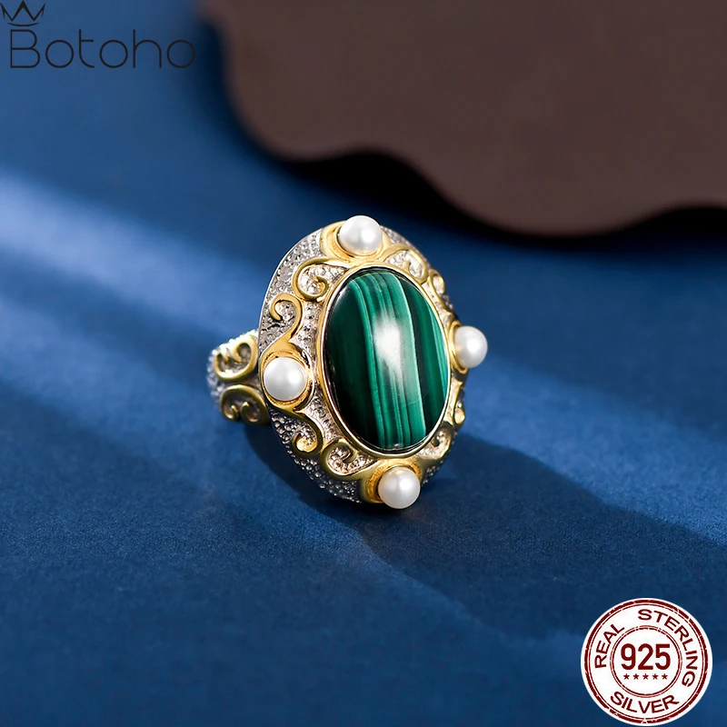 Malachite Freshwater Pearl 925 Sterling Silver Women's Ring Vintage Wide Sizable Gemstone Exaggerated Big Ring 2023 New Jewelry
Malachite Freshwater Pearl 925 Sterling Silver Women's Ring Vintage Wide Sizable Gemstone Exaggerated Big Ring 2023 New Jewelry