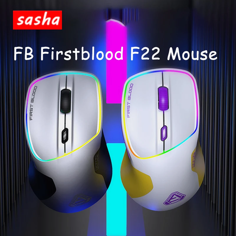 

FB Firstblood F22 Mouse Tir Mode 2.4g Wireless Bluetooth PAW 3370 Dpi 24600 Rgb Backlit Portable Gaming Office For Windows