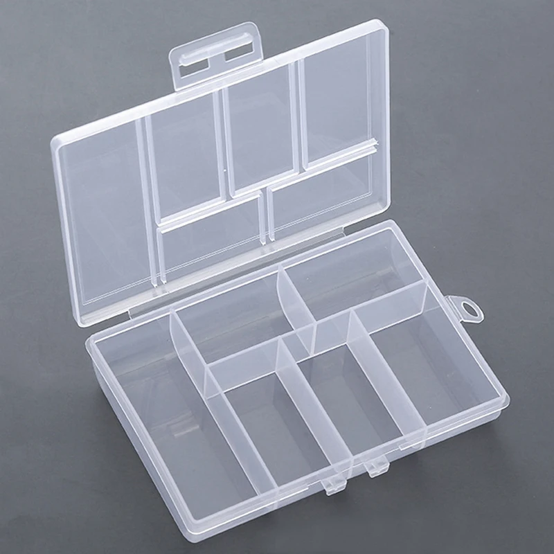 

1PC Portable Transparent Rectangle 6 Grids Storage Boxes For Buttons Beads Medicine Containers Case Jewelry Display Box